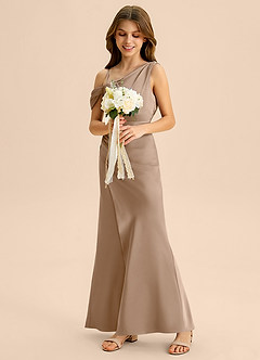 Azazie Madelyn Junior Klä av Tubklänning i Stretch Satin Av axeln image5