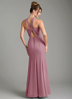 Azazie Rue Bridesmaid Dresses Vintage Mauve A-Line Halter Chiffon Dress image2