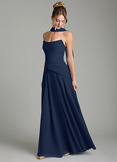 Azazie Gabriela Bridesmaid Dresses Dark Navy A-Line Corset Chiffon Dress image4