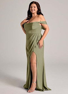 Azazie Johana Bridesmaid Dresses Pistachio Mermaid Off the Shoulder Stretch Satin Convertible Dress image12