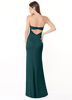 Azazie Leonis Bridesmaid Dresses Pine Mermaid Pleated Stretch Satin Convertible Dress image5