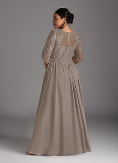 Azazie Mirielle Abiti per la Madre della Sposa Abito A-Line in Chiffon in Pizzo con Scollo a U Taupe image8