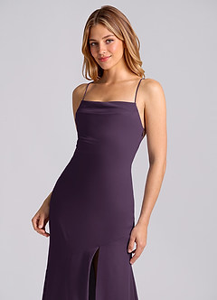 Azazie Grata 신부 들러리 드레스 인어 주름진 쉬폰 바닥 길이 드레스 image7