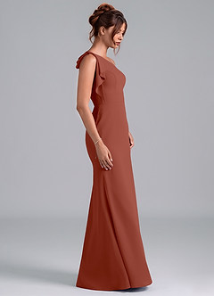 Azazie Rinna Bridesmaid Dresses Auburn Mermaid One Shoulder Chiffon Dress image5
