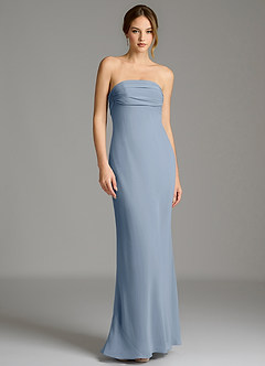 Azazie Ailanie Jurken voor bruidsmeisjes Jurk van Chiffon met Zeemeermin Strapless Stoffig Blauw image1