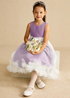 Azazie Stardust Blumenmädchenkleider A-Linie ärmellos Organza Kleid Blauregen image2