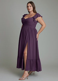 Azazie Anaya Bridesmaid Dresses Plum A-Line Sweetheart Neckline Chiffon Dress image12