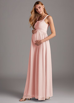 Azazie Melanie Final Sale Empire Pleated Mesh Floor-Length Dress image1