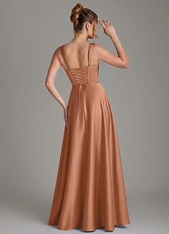 Azazie Azaria Abiti da Damigella Abito A-Line in Raso Elasticizzato Corsetto Bronzo image5