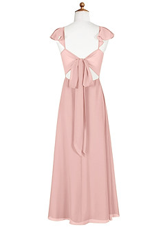 Azazie Everett Junior Robe Trapèze en Mousseline de soie Rose Poudré image10