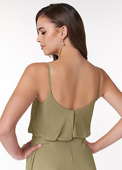 Azazie Lupe Bridesmaid Dresses Moss Green A-Line Scoop Blouson Chiffon Dress image6