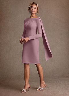 Azazie Merian Klänningar till brudens mor Klä Kolumn i Stretch crepe Plisserad Dammig Ros image1