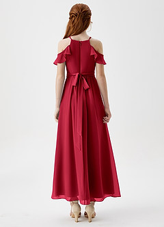 Azazie Chaya Junior Scarlet A-Line Off the Shoulder Chiffon Dress image2
