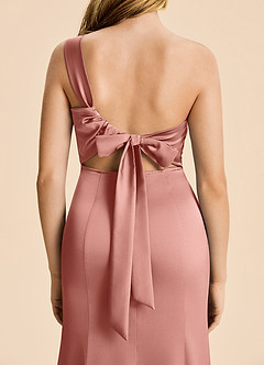 Azazie Ren Junior Robe Trapèze en Satin extensible Plissé Rosette image6