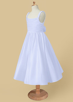 Azazie Cutie Pie Flower Girl Dresses Lavender A-Line Pleated Matte Satin Dress image6