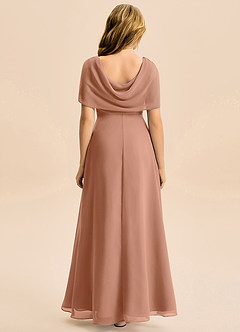 Azazie Emma Junior Robe Trapèze en Mousseline de soie Plissée Bronze image2