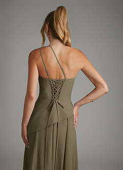 Azazie Holly Bridesmaid Dresses Willow Green A-Line Corset Chiffon Dress image8