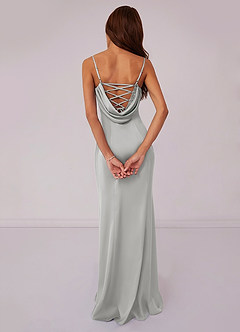 Barbie ♥ Azazie Bridesmaid Dresses Silver Mermaid Corset Stretch Satin Dress image2