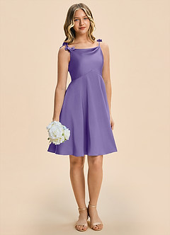 Azazie Priya Junior Tahiti A-Line Stretch Satin Dress image3