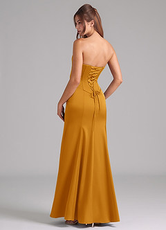 Azazie Ximena Bridesmaid Dresses Butterscotch Mermaid Corset Stretch Satin Convertible Dress image2