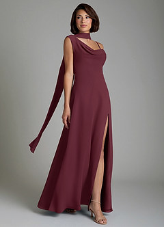 Azazie True Bridesmaid Dresses Cabernet A-Line Pleated Chiffon Dress image7