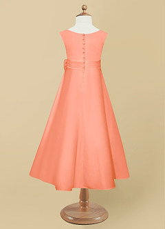 Azazie Lindy Flower Girl Dresses Sunset A-Line Pleated Matte Satin Dress image11