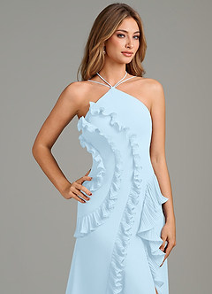 Azazie Yelena Bridesmaid Dresses Sky Blue A-Line Ruched Chiffon Dress image7