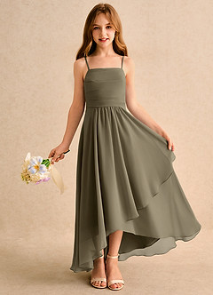 Azazie Twilight Dance Girls Formal Flower Girl Dresses Willow Green A-Line Pleated Chiffon Dress image1