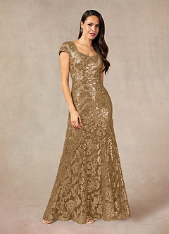 Azazie Korinna Mère de la mariée Robes Robe Sirène en Paillettes Taupe image1