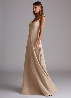Azazie Marley Bridesmaid Dresses Taupe A-Line Off the Shoulder Chiffon Convertible Dress image6