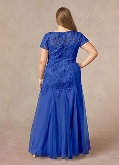 Azazie Laurie Mother of the Bride Dresses Royal Blue Mermaid Scoop Sequins Tulle Dress image10