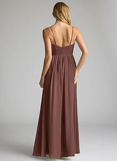 Azazie Alia Bridesmaid Dresses Espresso A-Line Pleated Chiffon Dress image5