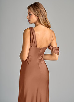 Azazie Celina Vestidos de damas de honor Vestido de Bronceador de Satén Elástico de Corte Recto con Vestidos sin tirantes image8
