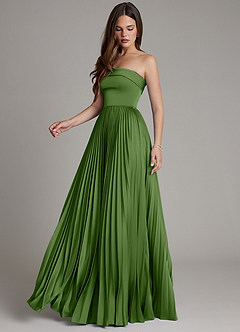 Azazie Mariana Brautjungfernkleider Eine Linie Plissee Stretch-Satin Kleid Basilikum image7