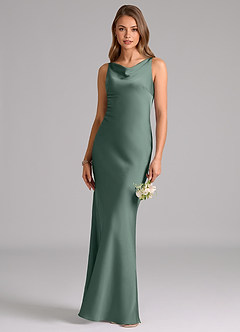 Azazie Allettie Bridesmaid Dresses Sea Moss Mermaid Stretch Satin Dress image1