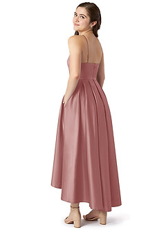 Azazie Jemima Junior Dusty Rose A-Line with Pockets Stretch Satin Dress image5