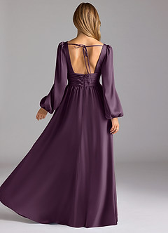 Azazie Norah Bridesmaid Dresses Plum A-Line Stretch Satin Dress image2