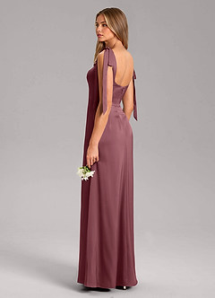 Azazie Frostine Bridesmaid Dresses Desert Rose A-Line Bow Stretch Satin Dress image6