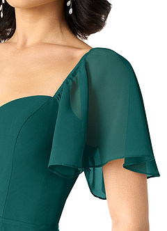 Azazie Chloe Bridesmaid Dresses Peacock A-Line Sweetheart Neckline Chiffon Dress image6