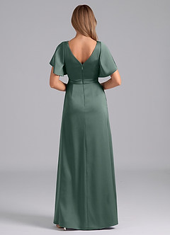 Azazie Ambrosia Robes de demoiselle d'honneur Robe Trapèze en Satin extensible Plissée Mousse De Mer image3