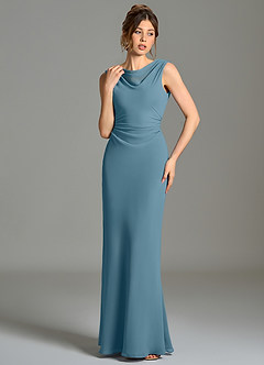 Azazie Kieryn Bridesmaid Dresses Bermuda Mermaid Pleated Chiffon Dress image4