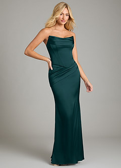 Azazie Sorrel Bridesmaid Dresses Pine Mermaid Strapless Stretch Satin Convertible Dress image6