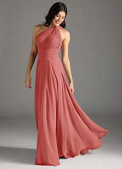 Azazie Charlize Bridesmaid Dresses Antique Rose A-Line One Shoulder Chiffon Dress image1