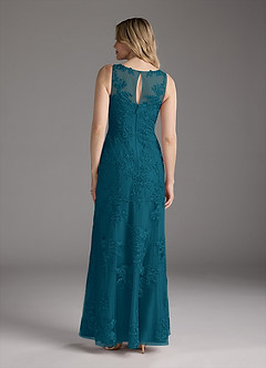 Azazie Whilhelmina Final Sale Ink Blue Mermaid Lace Chiffon Dress image8