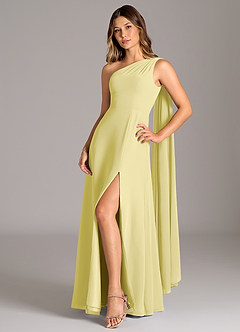 Azazie Tella Brautjungfernkleider A-Linie One-Shoulder Chiffon Kleid Zitronensorbet image3