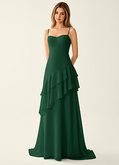 Fiorella Verde Esmeralda Vestido de fiesta de gasa con volantes y corte en A image4