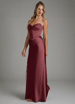 Azazie Natasha Bridesmaid Dresses Merlot Mermaid Corset Stretch Satin Dress image6