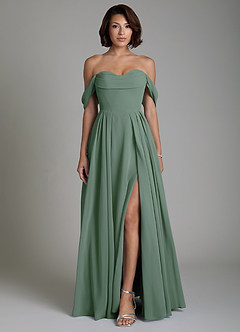 Azazie Loisa Bridesmaid Dresses Eucalyptus A-Line Corset Chiffon Convertible Dress image1