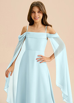 Azazie Moana Junior A-Linie Plissee Chiffon Kleid Wolke Blau image7