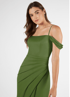 Azazie Kit Final Sale Olive Mermaid Off the Shoulder Mesh Dress image6